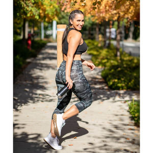 TEMA Athletics High Green Camo Print Compression Capri Leggings Plus Size 3X